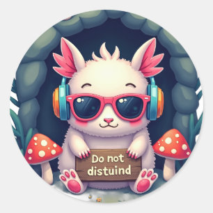 Sticker Rond Batterie sociale d'introverti épuisée Casque à sup