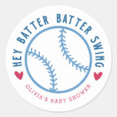 Sticker Rond Batteur Baby shower de baseball de baseball (Devant)