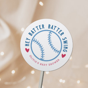 Sticker Rond Batteur Baby shower de baseball de baseball