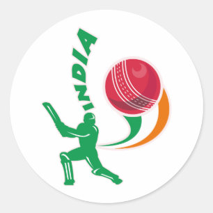 Sticker Rond batteur de balle de cricket frappant l'Inde