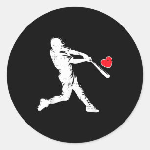 Sticker Rond Batteur de baseball silhouette de la Saint-Valenti