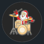 Sticker Rond Batteur Père Noël Funny Christmas Père Noël Jouer<br><div class="desc">Batteur Père Noël Funny Christmas Père Noël Jouer à la batterie</div>