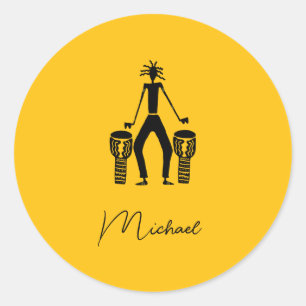 Sticker Rond Batteur Silhouette Personnalisé Et Magique
