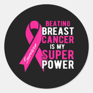 Sticker Rond Battre Le Cancer Du Sein Est Ma Superpuissance Fem