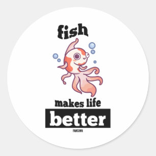 Sticker Rond Battre poisson poisson poisson eau salée poisson p