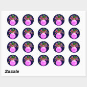 Sticker Rond Baube rose (Feuille)