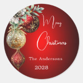 Sticker Rond Baubes d'or rouge Noël (Devant)