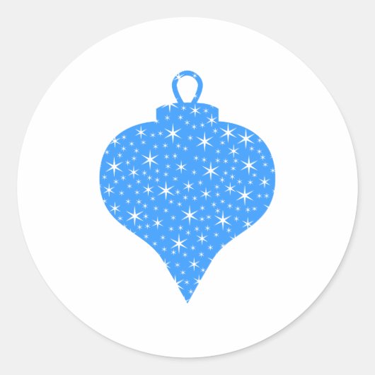 Sticker Rond Bauble de Noël bleu et blanc. (Devant)