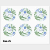 Sticker Rond Baubles Bleus Bleu Mariage de vacances Arbre (Feuille)