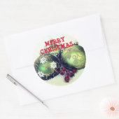 Sticker Rond Baubles ornements verts (Enveloppe)