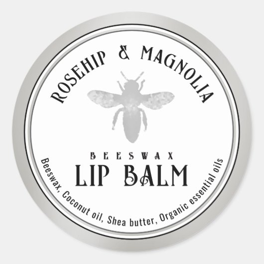 Sticker Rond Baume à lèvres en cire d'abeille Stylisé Bordure e (Devant)