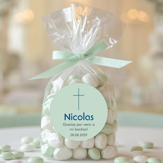 Sticker Rond Bautizo Baptême catholique Christening et Faveurs