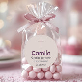 Sticker Rond Bautizo en espagnol Baptême Christening Faveurs