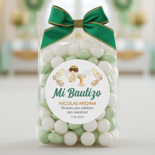 Sticker Rond Bautizo en espagnol mignon Baptême Christening Fav