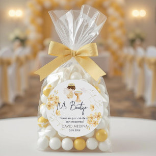 Sticker Rond Bautizo en espagnol mignon Baptême Christening Fav