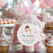 Sticker Rond Bautizo en espagnol mignon Baptême Christening Fav