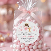 Sticker Rond Bautizo en espagnol mignon Baptême Christening Fav