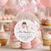 Sticker Rond Bautizo en espagnol mignon Baptême Christening Fav