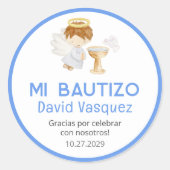 Sticker Rond Bautizo en espagnol mignon Baptême Christening Fav (Devant)