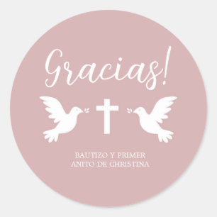 Sticker Rond bautizo rose