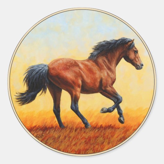 Sticker Rond Bay Horse Galloping (Devant)
