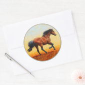 Sticker Rond Bay Horse Galloping (Enveloppe)