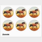 Sticker Rond Bay Horse Galloping (Feuille)