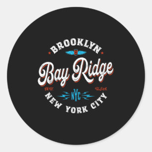 Sticker Rond Bay Ridge Brooklyn New York Graphisme Rétro Vintag