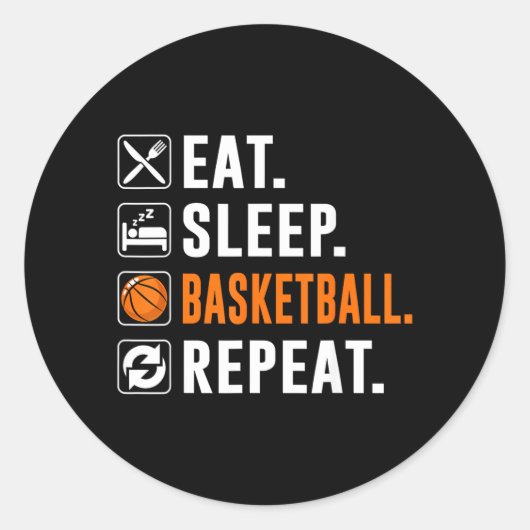 Sticker Rond Bball Manger Dormir Basball Répéter Drôle Basball (Devant)