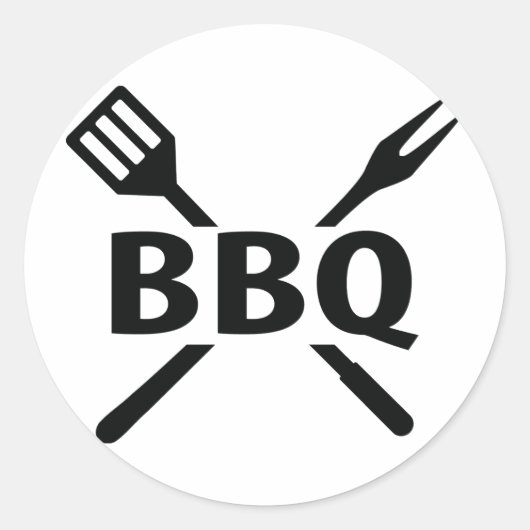 Sticker Rond BBQ avec icône de couverts (Devant)