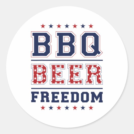 Sticker Rond Bbq Beer Freedom 1 (Devant)