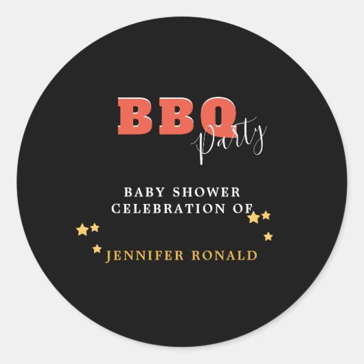 Sticker Rond BBQ Black et Red Baby shower Party (Devant)