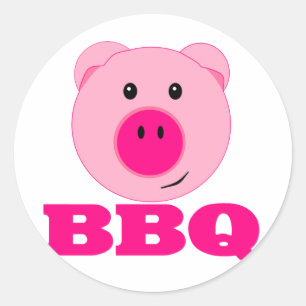 Sticker Rond BBQ Cochon Rose