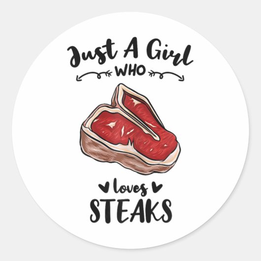 Sticker Rond Bbq Juste Une Fille Qui Aime Le Steak (Devant)