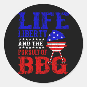 Sticker Rond BBQ & LIBERTÉ Patriotique USA Incependence Day 4e