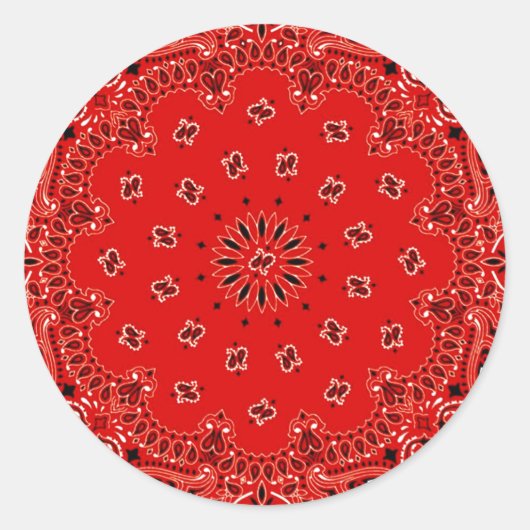 Sticker Rond BBQ Red Paisley Western (Devant)