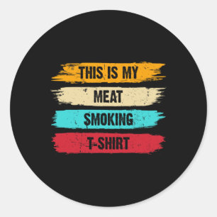 Sticker Rond Bbq Smoker Theme Retro - Vintage Ma Viande Fumer