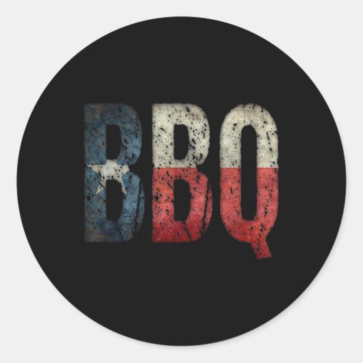 Sticker Rond Bbq Texas State Flag Byrbecue (Devant)