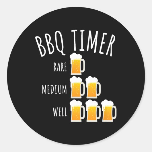 Sticker Rond Bbq Timer Bière Boire Funny Grilling (Devant)