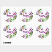 Sticker Rond Be happy (Feuille)