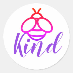 Sticker Rond Be Kind - jolie conception d'abeilles rouges pourp