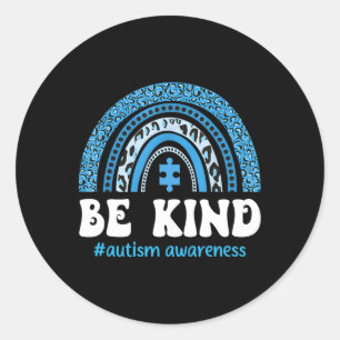 Sticker Rond Be Kind Sensibilisation sur l'autisme Cute Puzzle