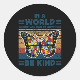 Sticker Rond Be Kind Sensibilisation sur l'autisme Puzzle Butto