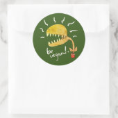 Sticker Rond be vegan drôle venus mouche piège dessin (Sac)