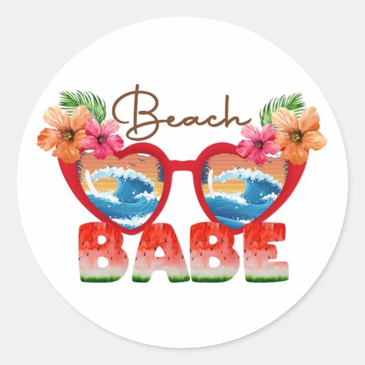 Sticker Rond Beach Babe (Devant)