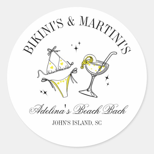 Sticker Rond Beach Bachelorette Party Favoriser Social Club (Devant)