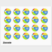 Sticker Rond Beach Ball Pool Party Favoriser le Merci (Feuille)
