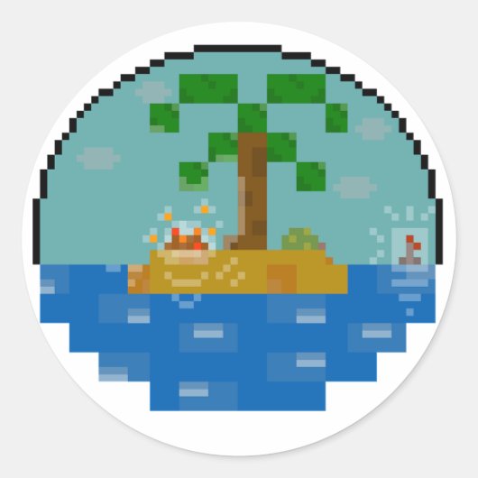 Sticker Rond Beach Biome globe [Nuit] (Devant)