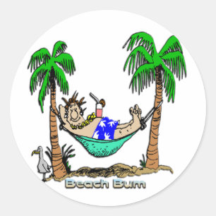 Sticker Rond Beach Bum