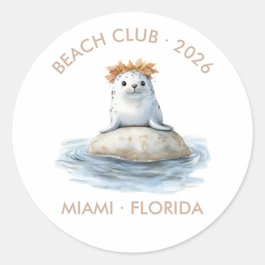 Sticker Rond Beach Club Autumn - Fall Coastal Chic (Devant)